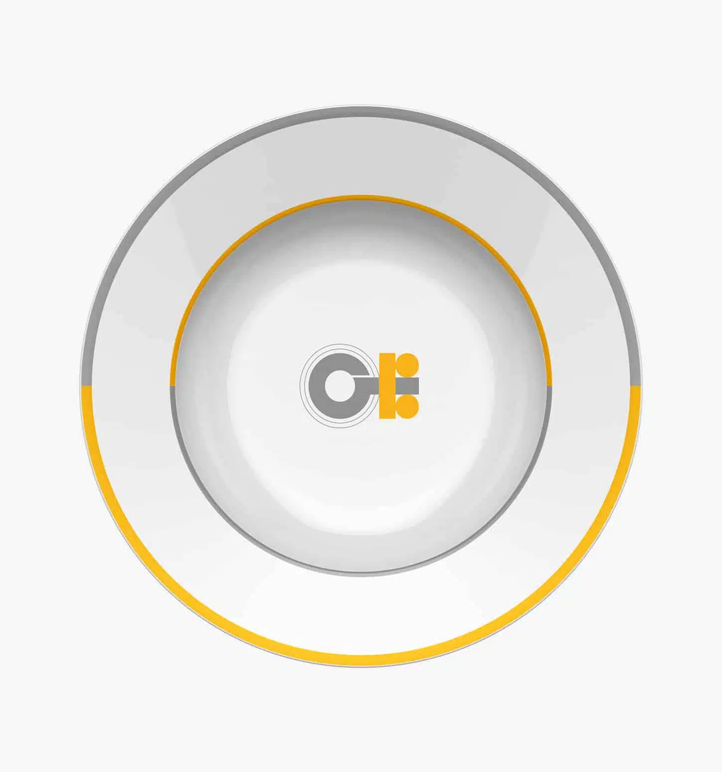 Soup & salad plate in porcelain from the Monogrammes collection by Puiforcat on a light background.